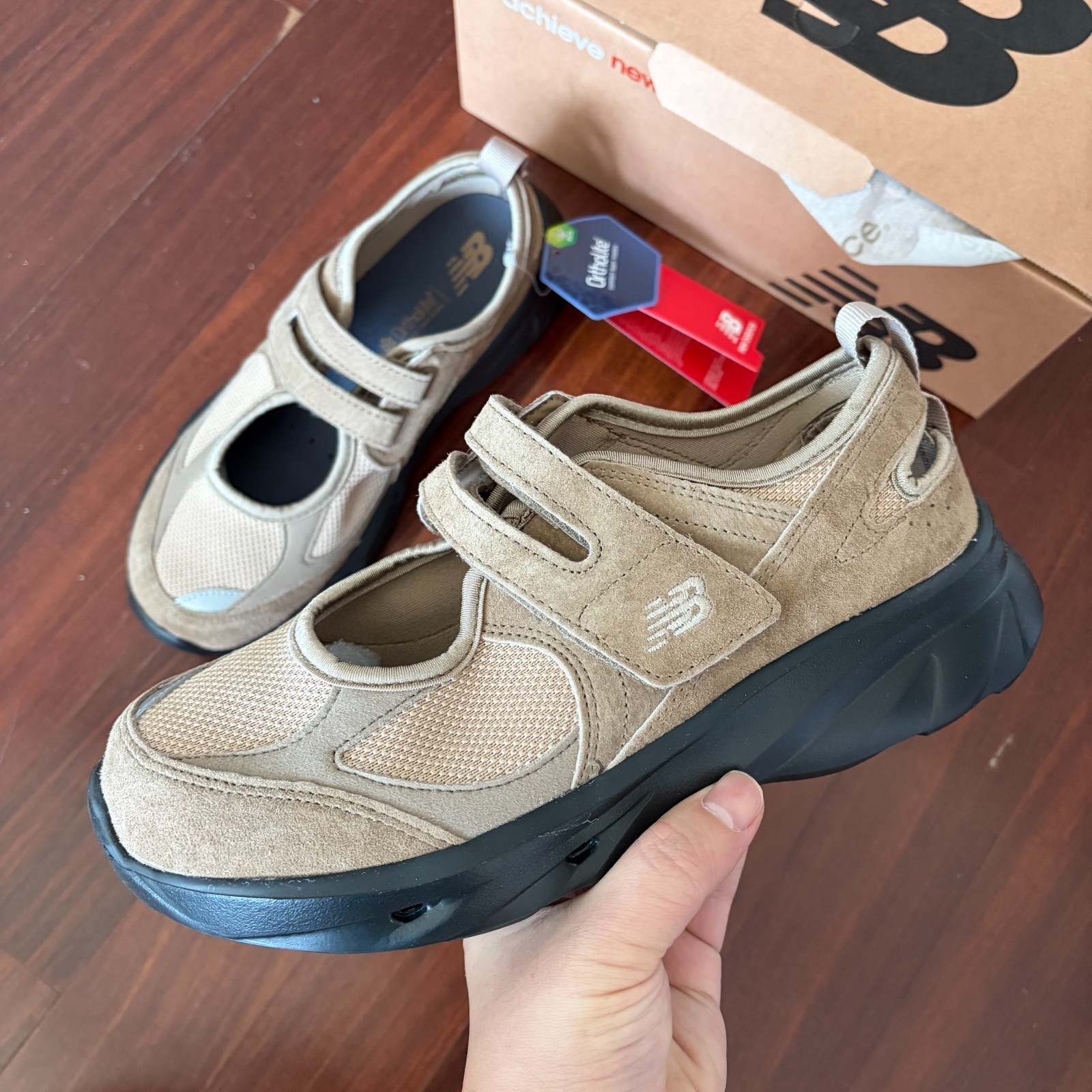 New Balance Breeze Womens Mary Jane Sneakers Camel Brown Beige SD2203BE