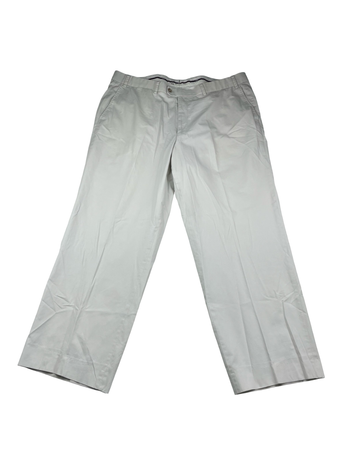 Hiltl Men’s Cotton Stretch Flat Front Dress Pants Light Khaki/Tan • 40×28