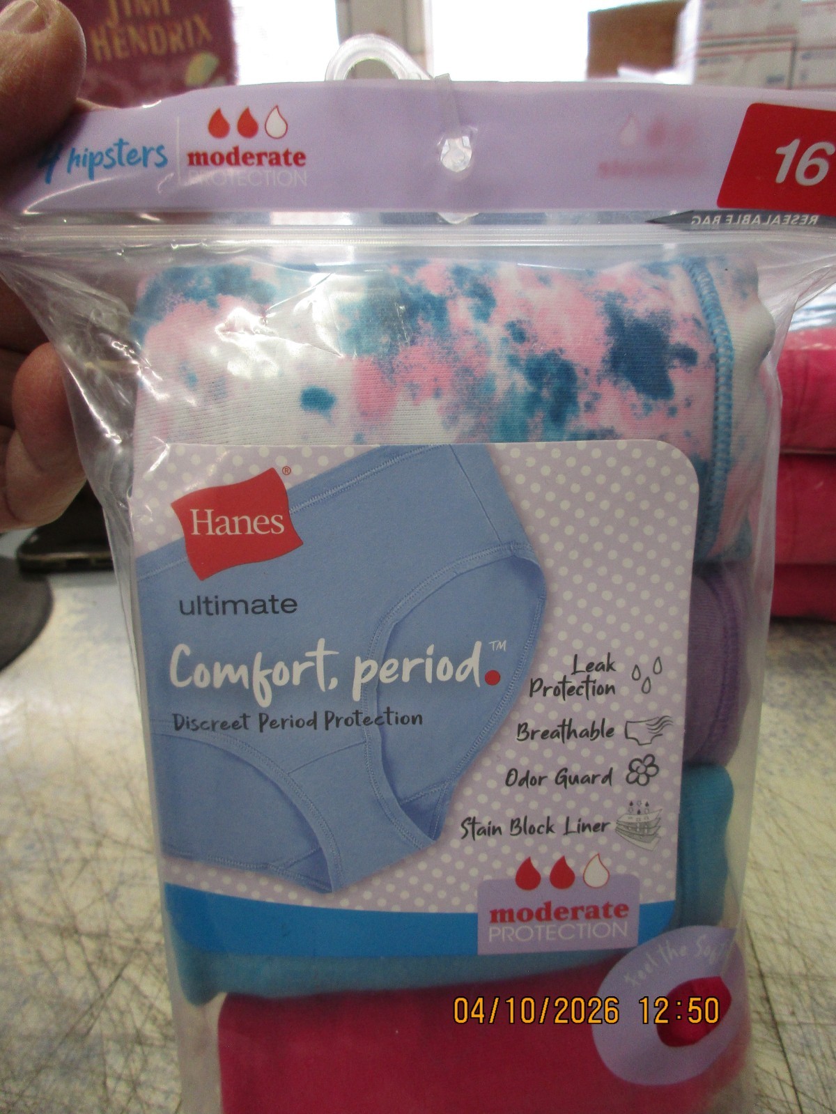 NEW 4 Pack Hanes Comfort Period Moderate Panties Microfiber Hipsters Size 16
