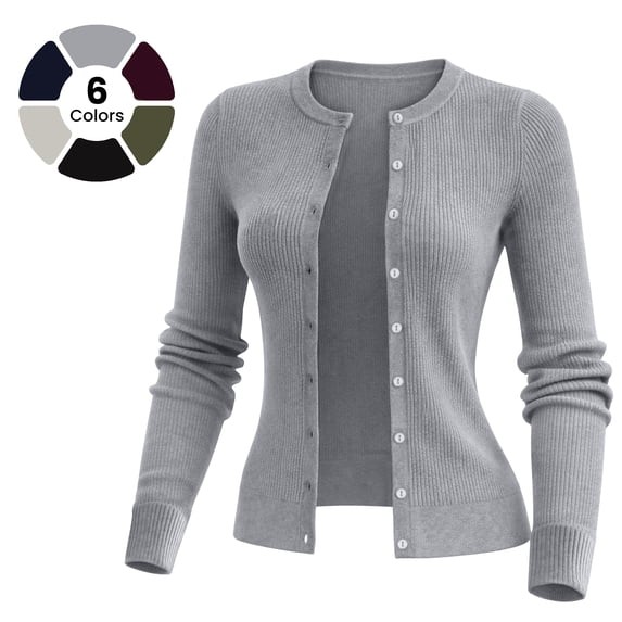Women’s Ribbed Knit Cardigan Soft Button Down Long Sleeve Lightweight Sweater