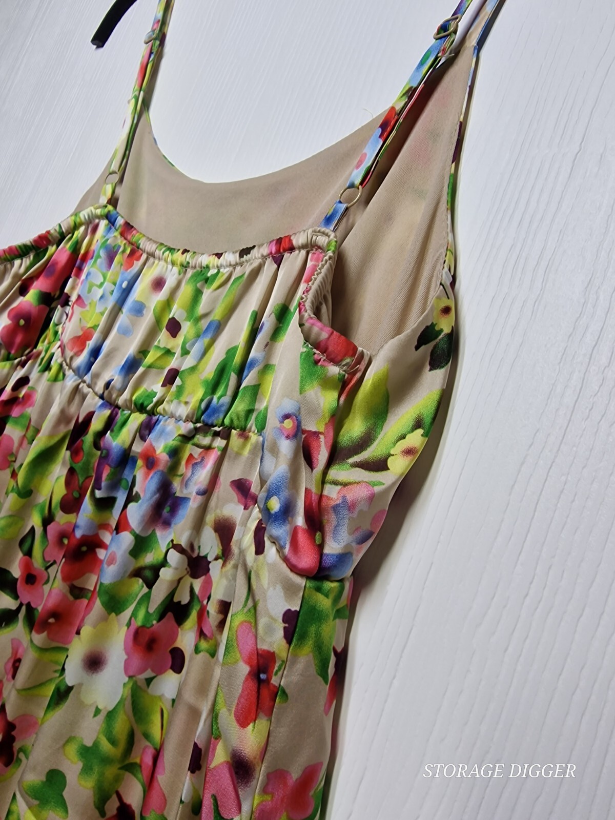 Old Navy Maxi Dress Womens Small Multicolor Floral Ruffle Spaghetti Strap Preppy