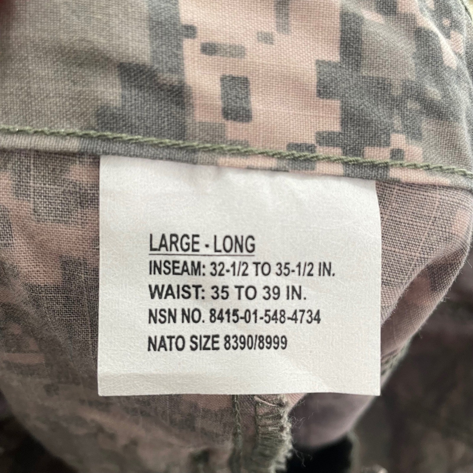 Propper US Army Combat Uniform ACU Digital Camo Cargo Pants Large Long FR NEW