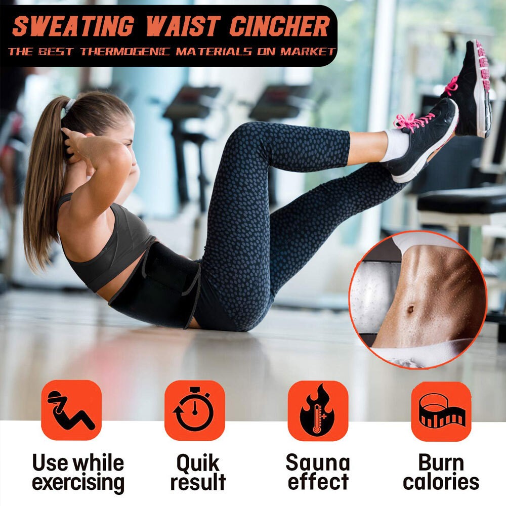 Men Women Waist Trimmer Weight Loss Sauna Trainer Wrap Belt Sweat Stomach Shaper
