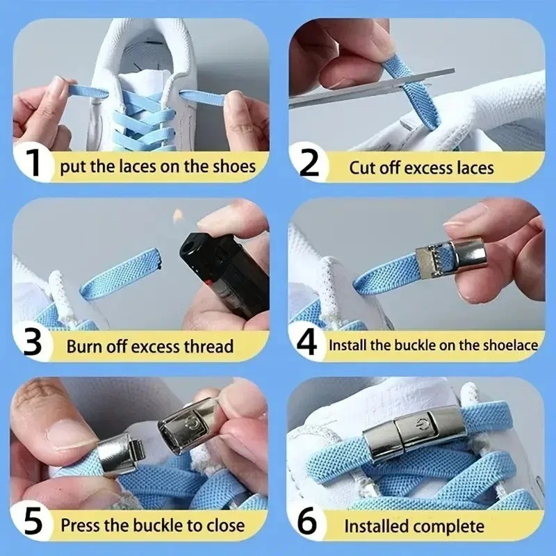 Tie Shoe Laces Press Lock Shoelaces Without Ties Elastic Laces Sneaker Kids USA