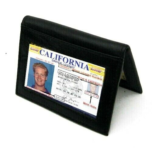Black Genuine Leather Men’s Bifold Wallet Thin Credit Card ID Holder