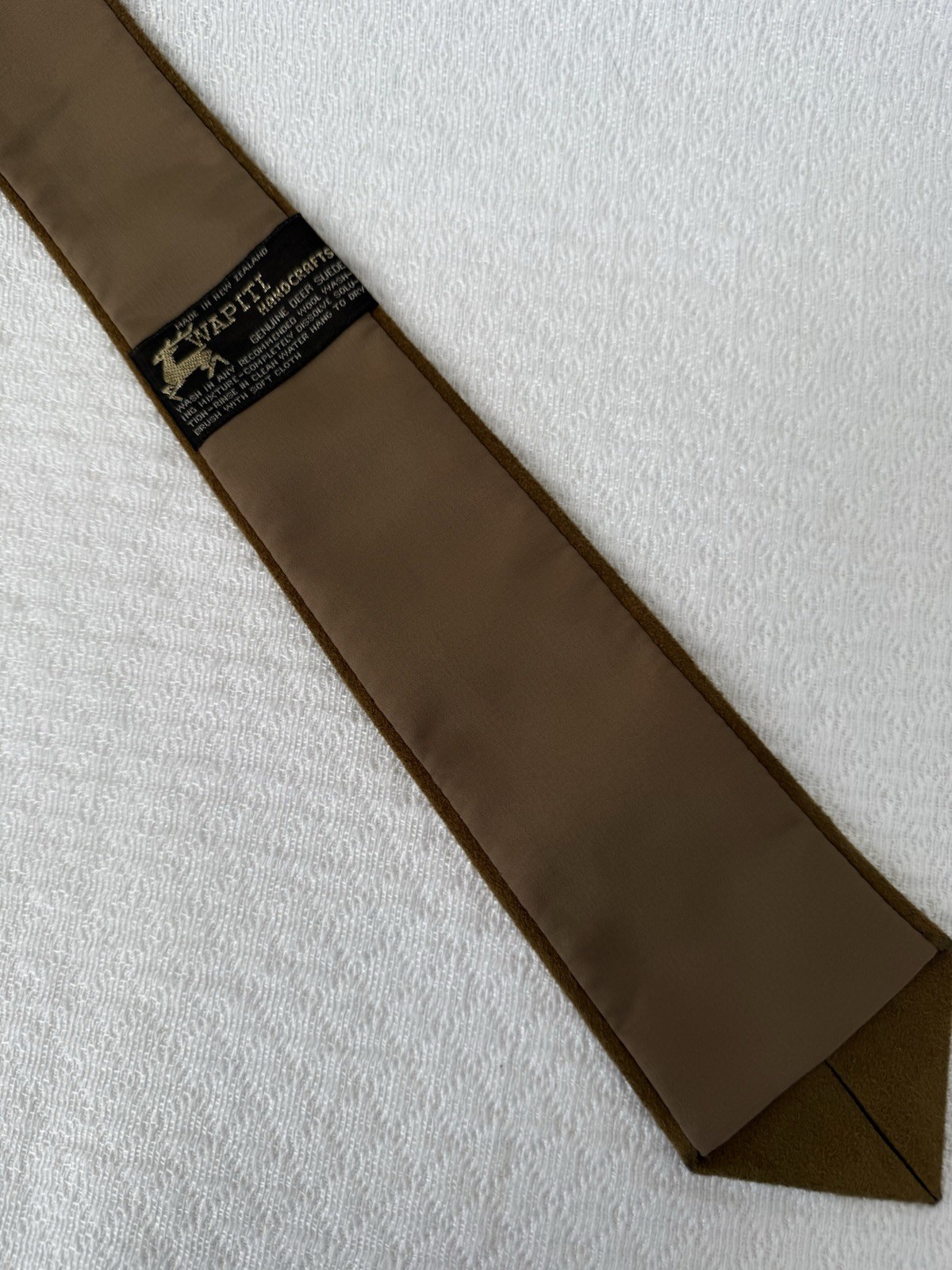 Wapiti Brown Deer Suede Skinny Neck Tie Necktie Genuine Leather New Zealand