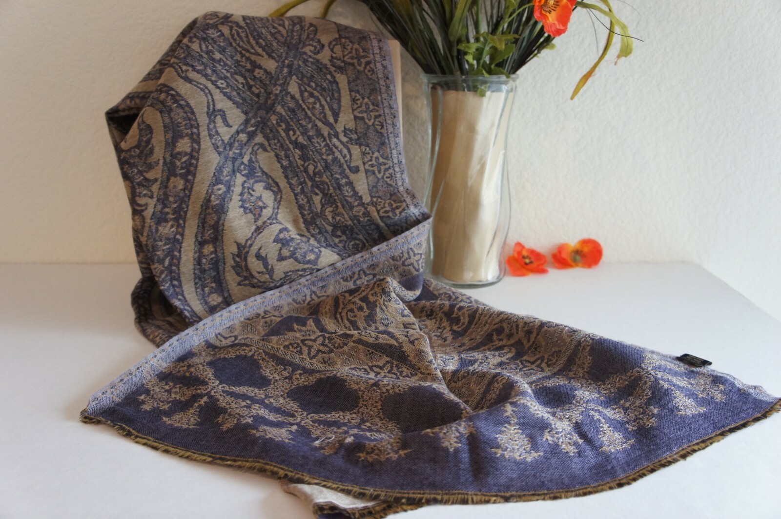 NEW Hand Made 100% Wool Gulshan Shawls Kashmir Scarf 75″ x 21″