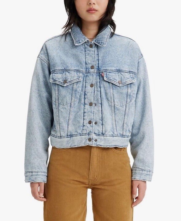 Levi’s Women Padded Trucker Jacket, Denim, Non-Stretch Whatever Whenever Medium