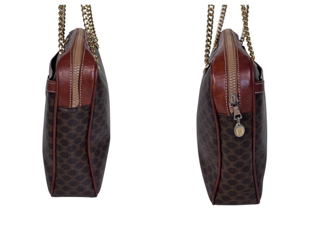 CELINE Shoulder bag Macadam PVC Leather Brown Vintage Authentic From Japan