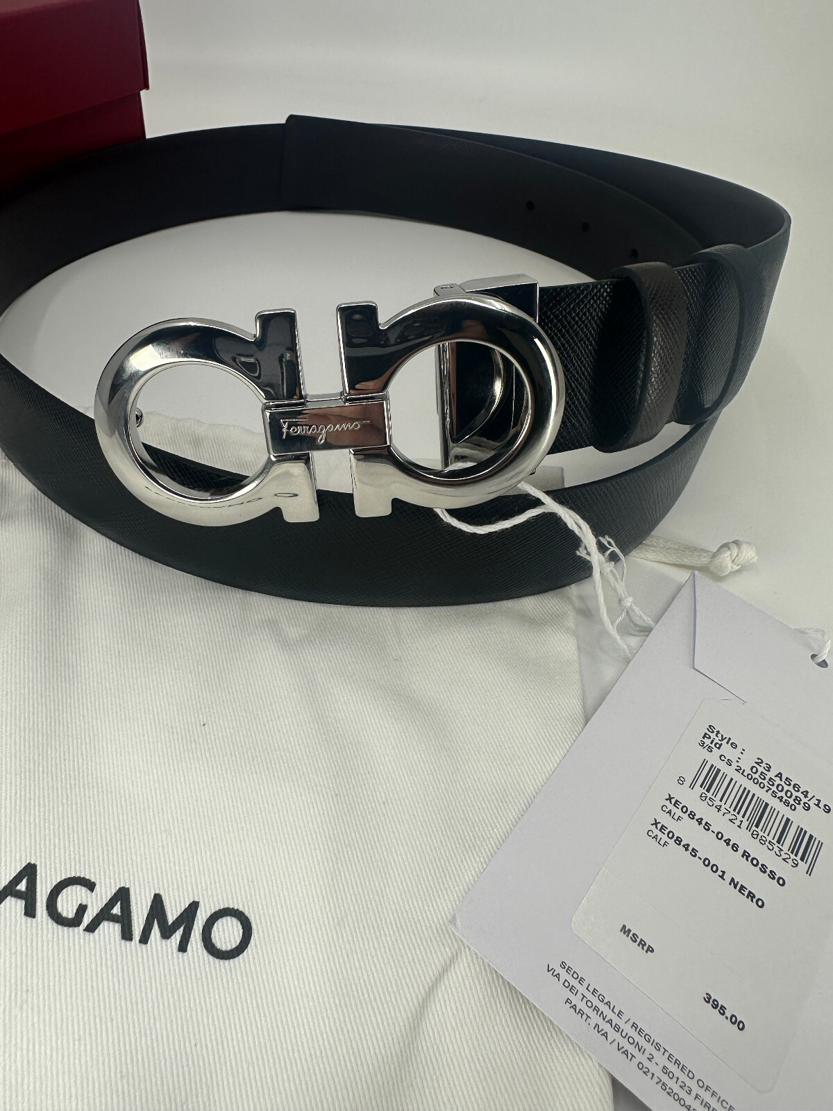 SILVER BUCKLE SALVATORE FERRAGAMO BLACK AND BROWN REVERSE BELT