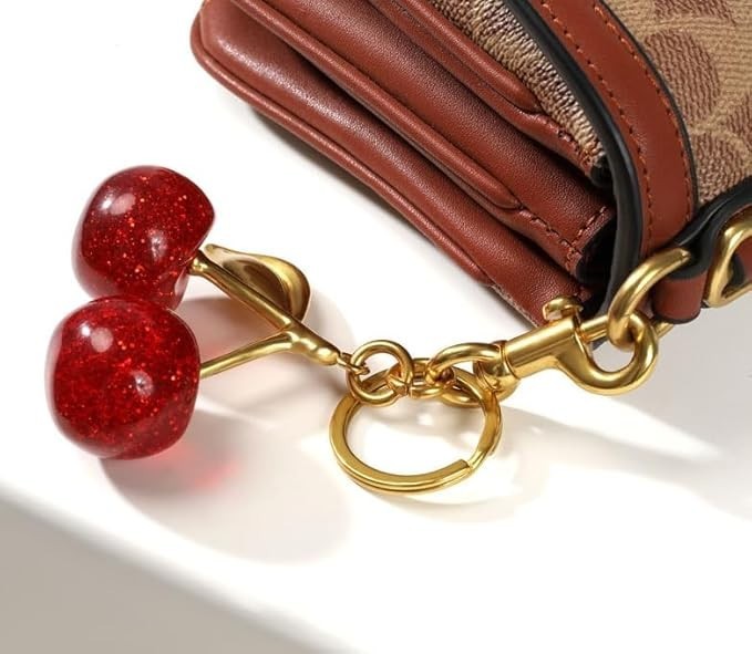 Cherry Keychain Bag Charm for Purses–Cute Keyring Accessories for Women, Fashion