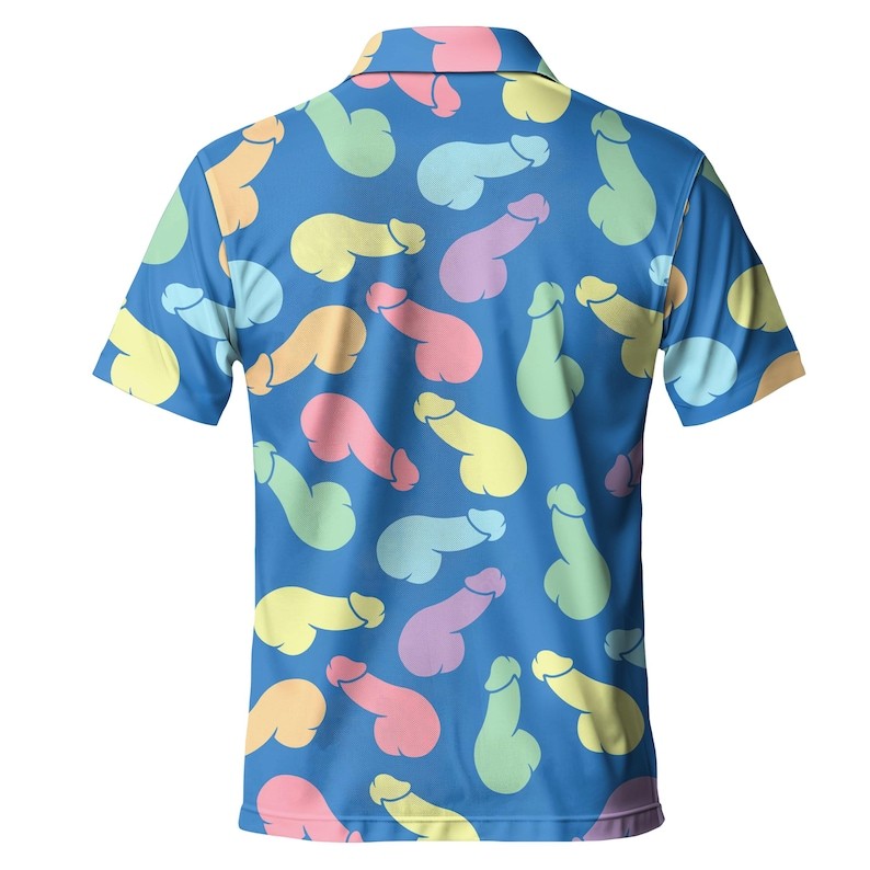 Funny Print Golf Polo Shirt for Men Novelty Pattern Casual Golf Shirt