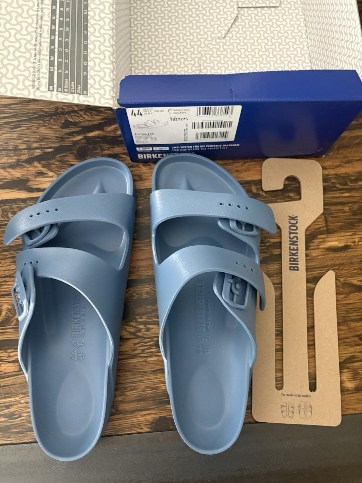 Birkenstock Arizona EVA Blue 2-Strap Adjustable Buckle Slide Sandals EU 44 US 11