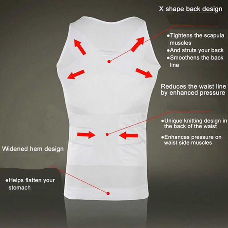 MENS SLIMMING BODY SHAPER BELLY CHEST COMPRESSION VEST GIRDLE T-SHIRT TANK TOP