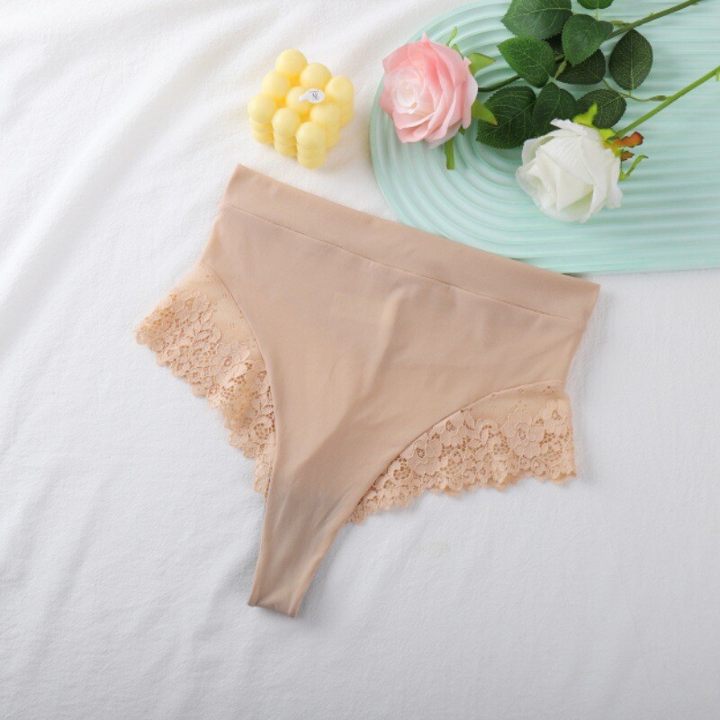 4 Pack Lot Sexy Womens High Waist Thongs Panties G string Lace Sheer Underwear