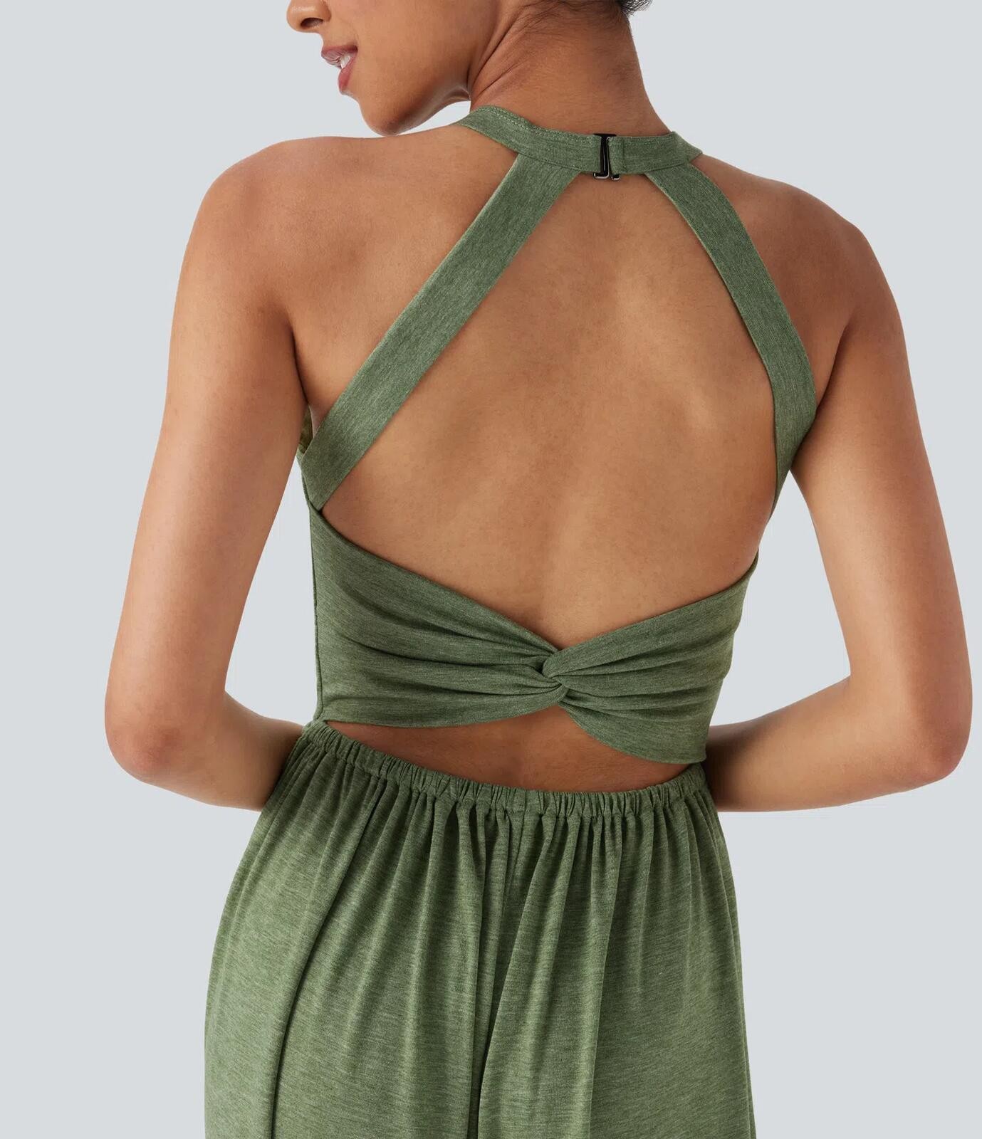 NWT Halara U Neck Harem Jumpsuit Pockets-Easy Peezy Edition Size Small Petite