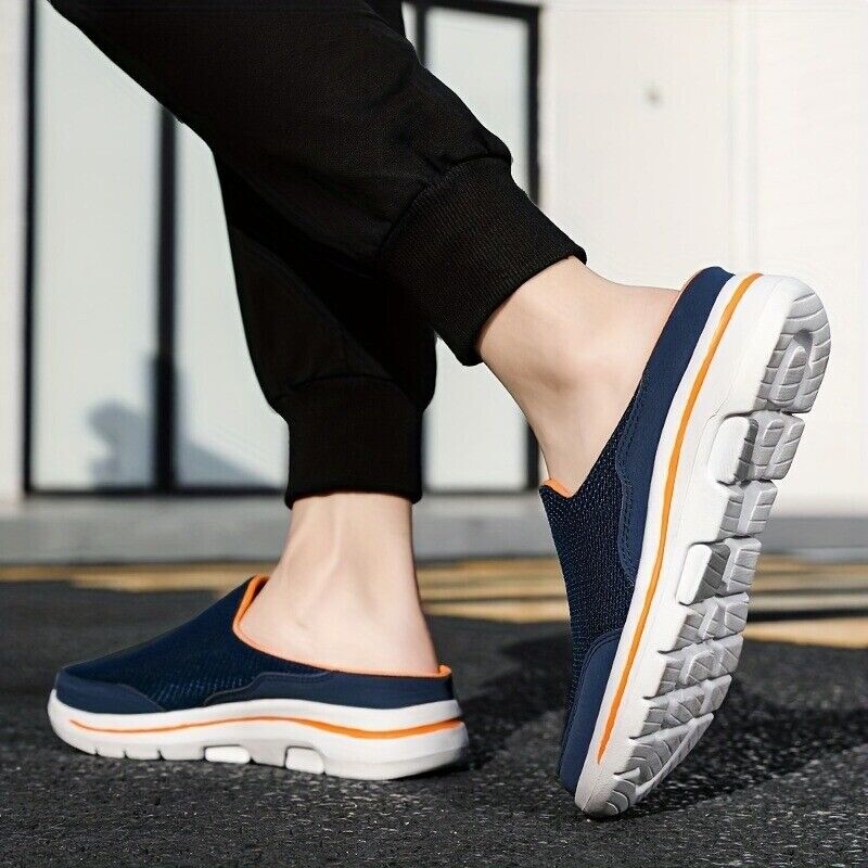 Men’s Slip-on Mules Half Sneakers Casual Walking Shoes Outdoor Backless Sneakers