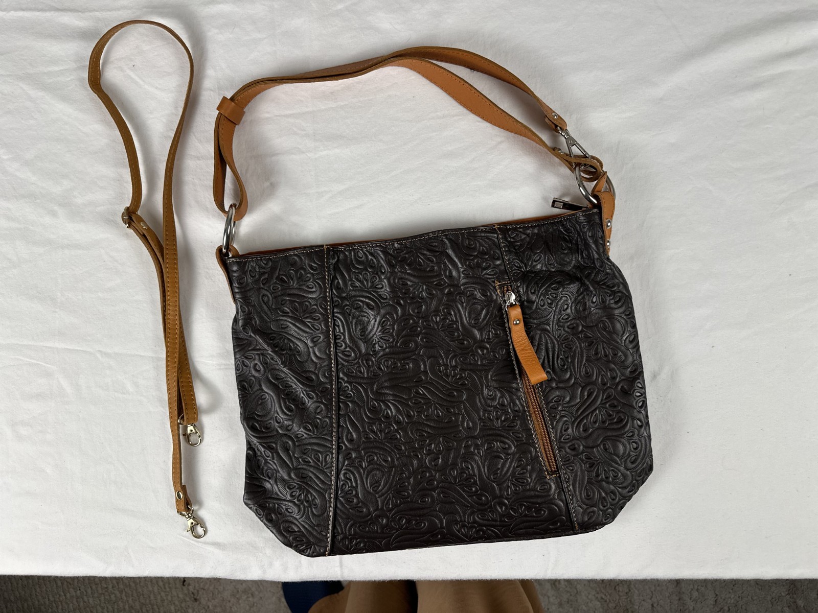 Made in Italy Brown Leather Shoulder Bag Distressed Leather Large Tote Purse