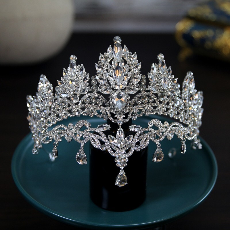11cm Tall Luxury Crystal Wedding Queen Princess Tiara Crown For Women