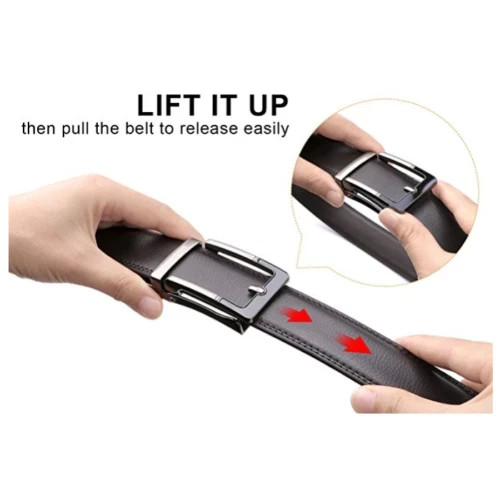 28″-50″ Men’s Leather Ratchet Dress Belts Automatic Buckle Click Sliding Belt