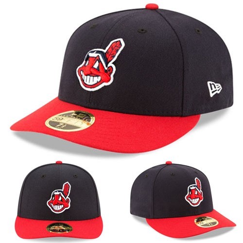 New Era Cleveland Indians Fitted Hat MLB Authentic Home 2 Tone Low Profile Cap