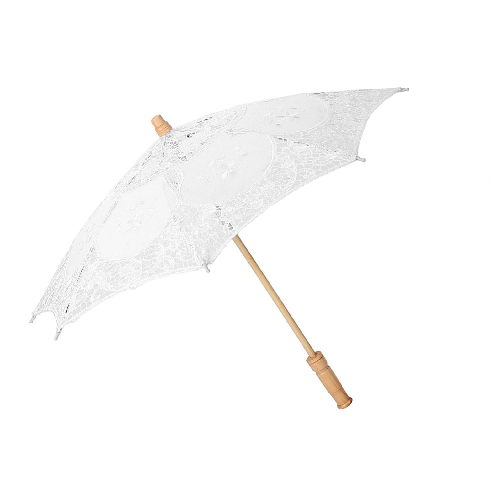 Handmade Lace Flower Embroidery Parasol Wedding Bride Photography Umbrella White