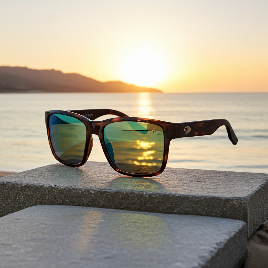 Costa Del Mar Paunch Sunglasses Tortoise frame Green Mirror 580P plastic lens