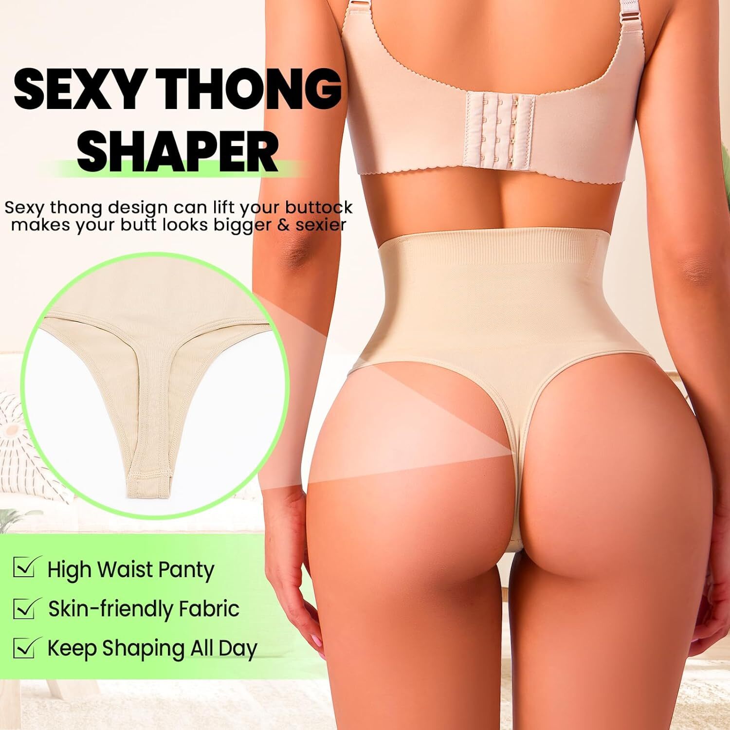 Tanga Con Control De Abdomen Para Mujer Bragas De Faja Sin Costuras Moldeadora