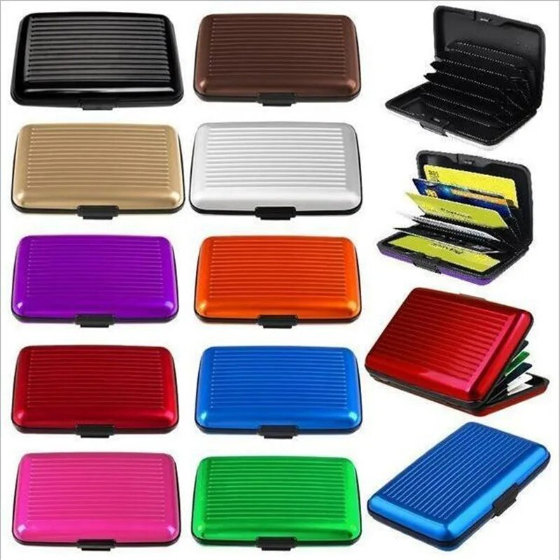 Aluminum Metal Wallet Business ID Credit Card Case Holder Anti RFID Scanning USA