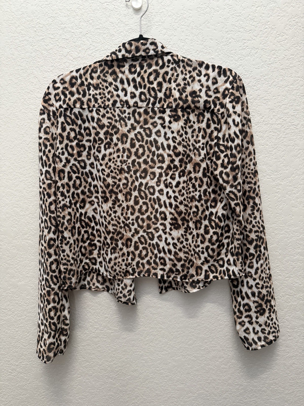 WAYF Animal Print Collared Long Sleeve Blouse Top