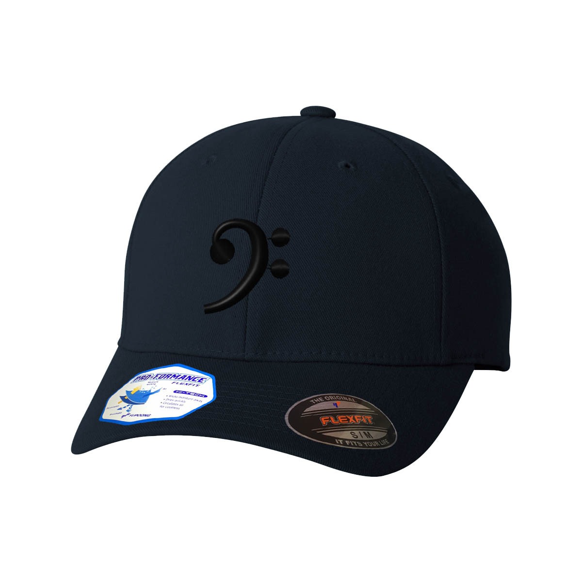 Flexfit Hats for Men & Women Black Bass Clef Black Embroidery Polyester
