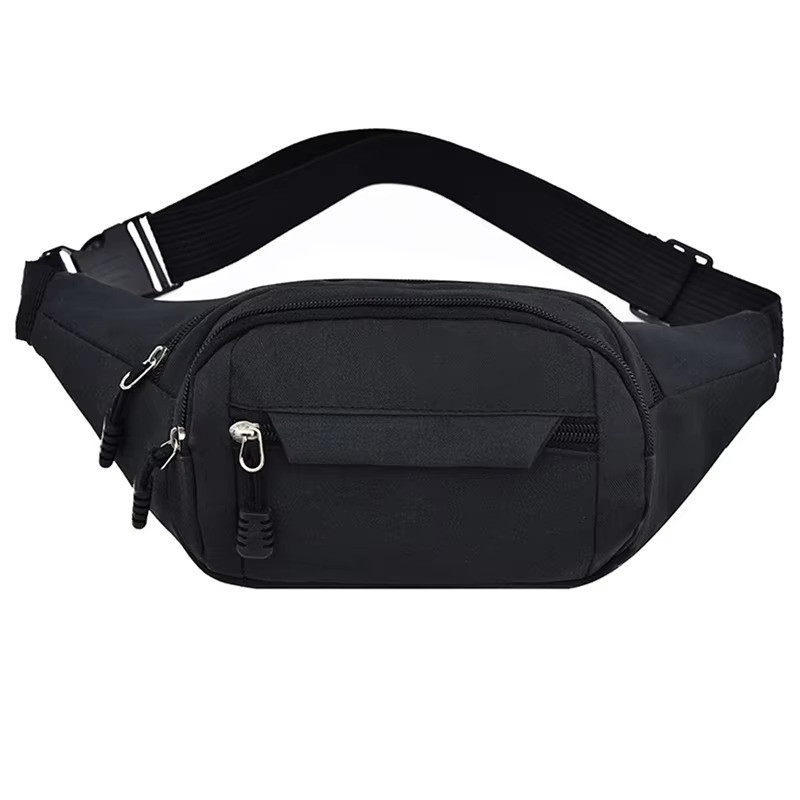 Men Waterproof Canvas Waist Bag Crossbody Sports Fanny Pack Outdoor Black