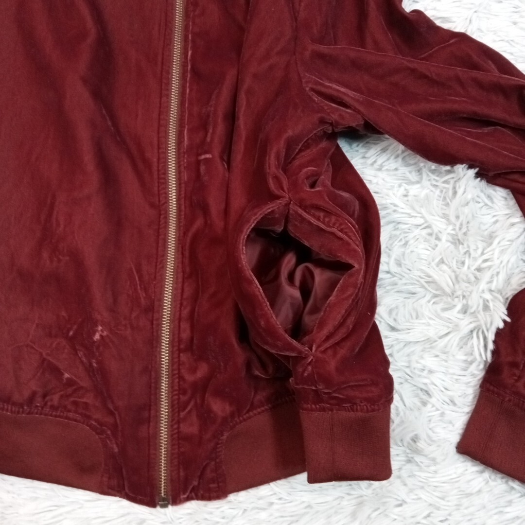 A.N.A. Womens Jacket Windbreaker Red Medium Velour Zip Up Lightweight