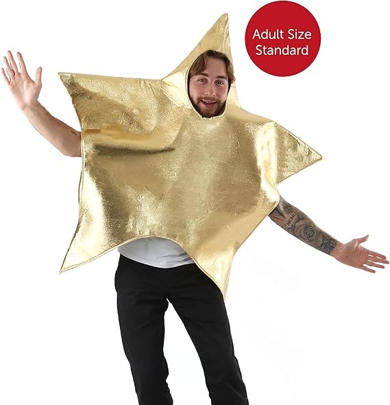 Adult Christmas Costume, Large Gold Star