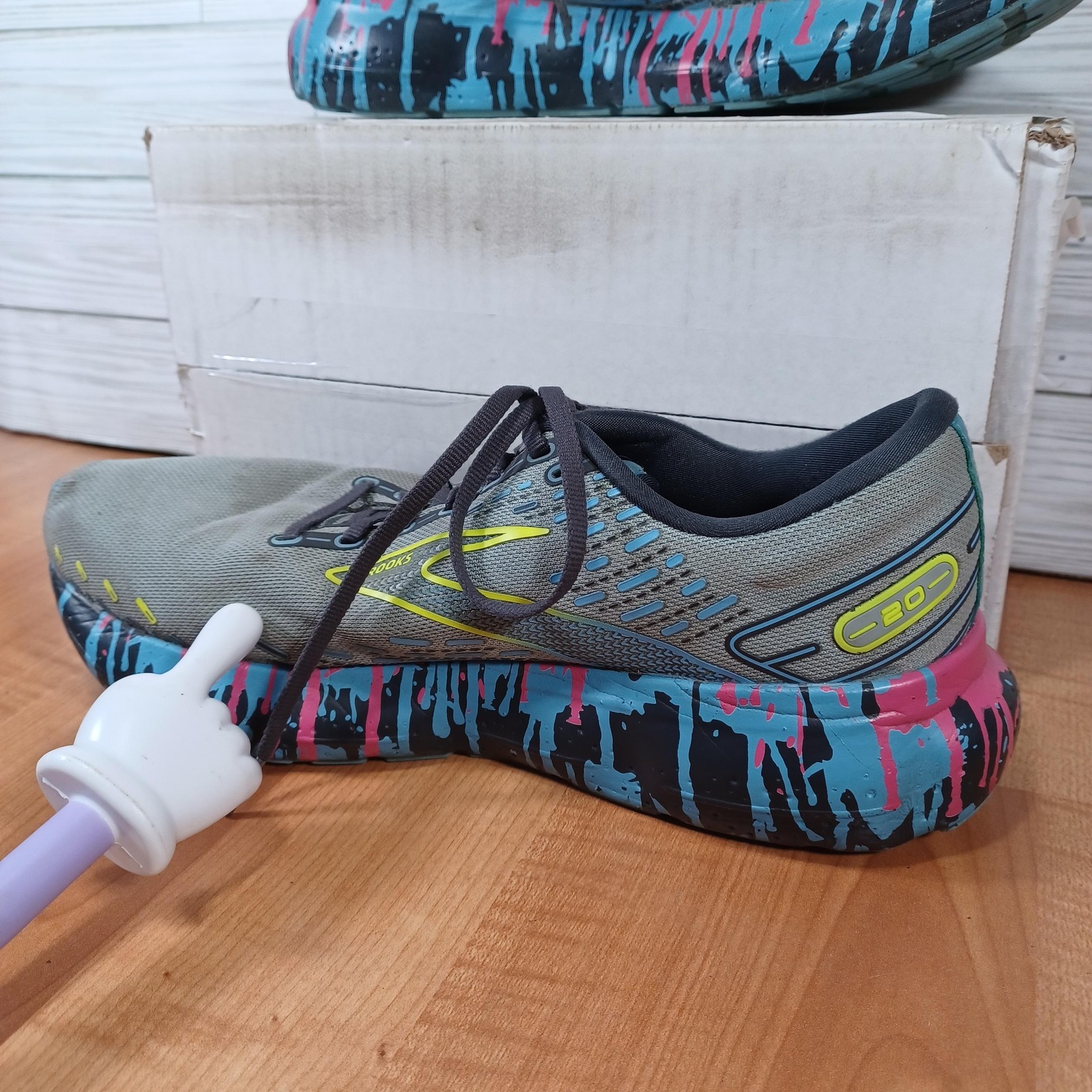 Brooks Glycerin 20 Shoes Womens 11B Paint Drip Jadeite Alaskan Blue 1203691B492