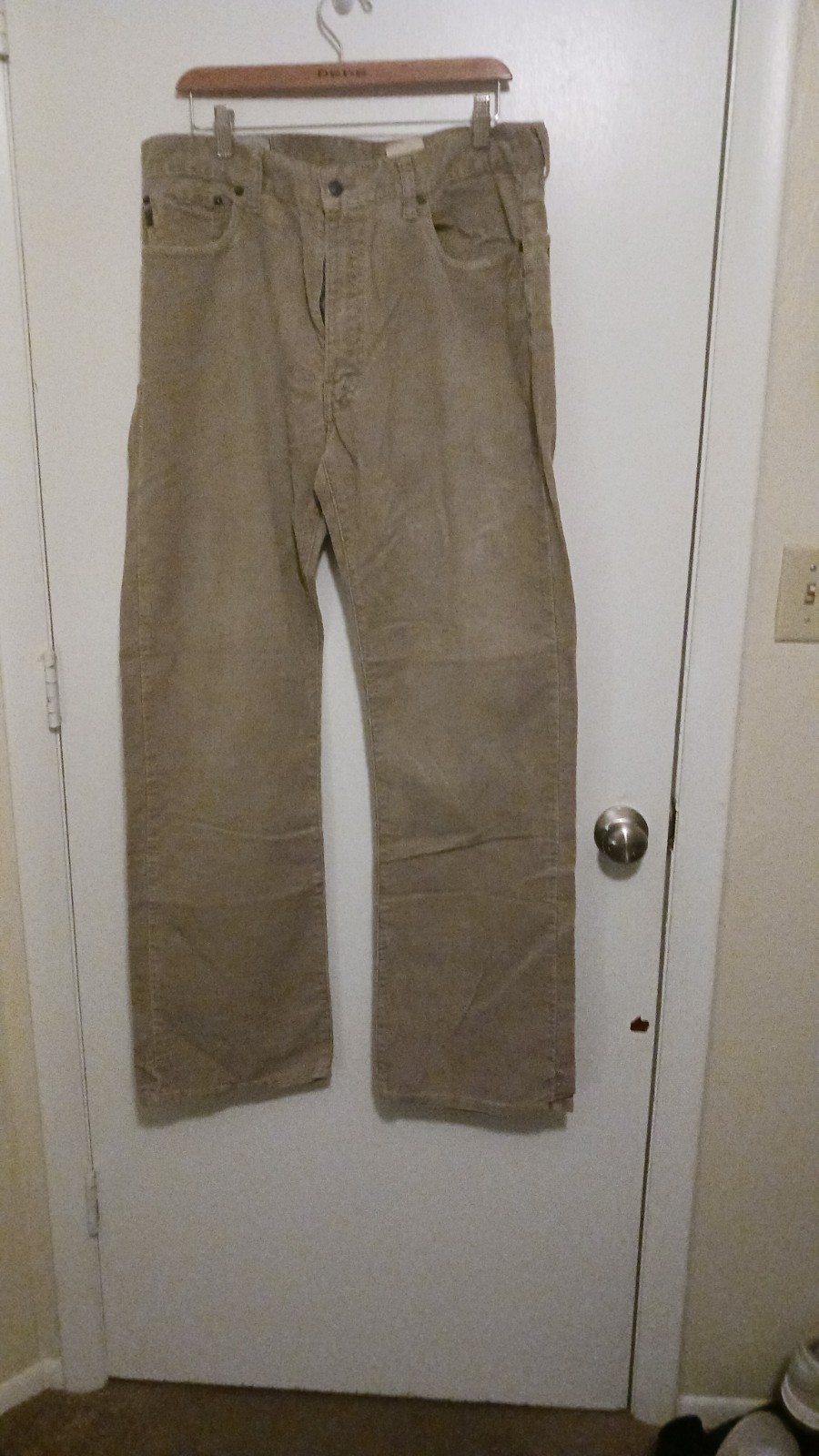 Abercrombie & Fitch Men’s Beige Solid Corduroy Pants 34W Flat Front