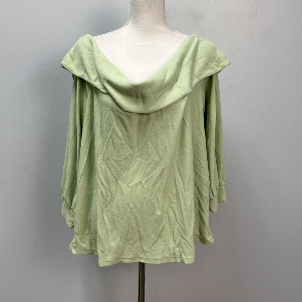 a.n.a. Mint Green Off the Shoulder Long Sleeve Sweater Sz Plus 0X Straight Neck