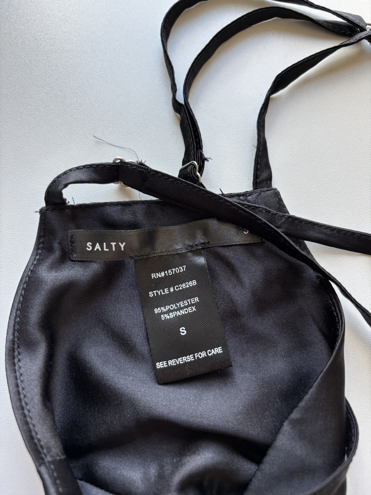 Salty Black Tie Trimmed Strappy Bra Top Adjustable Straps Women’s Size Small