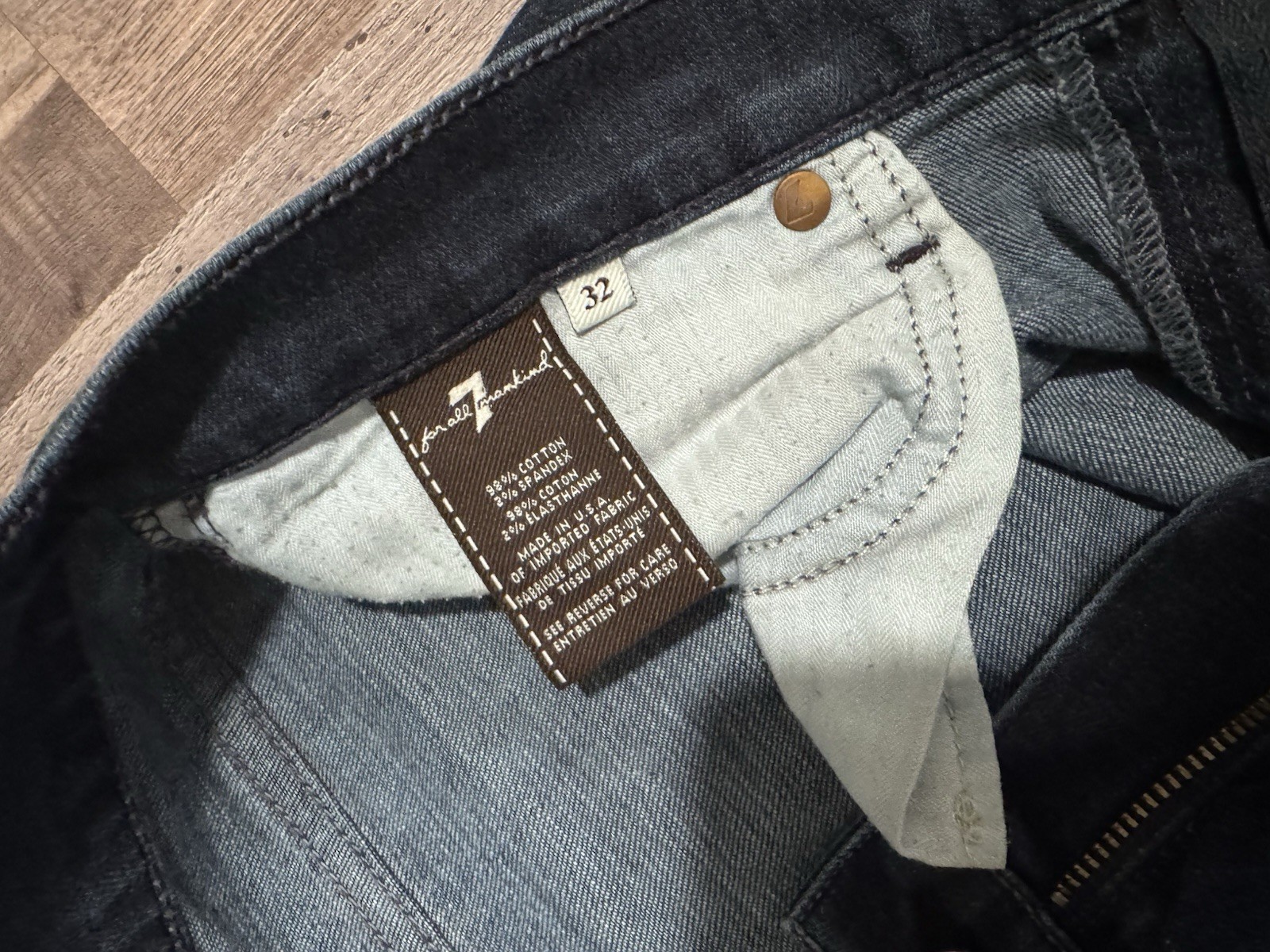 7 For All Mankind Women’s DOJO Dark Wash TROUSER Jeans 32×33.5