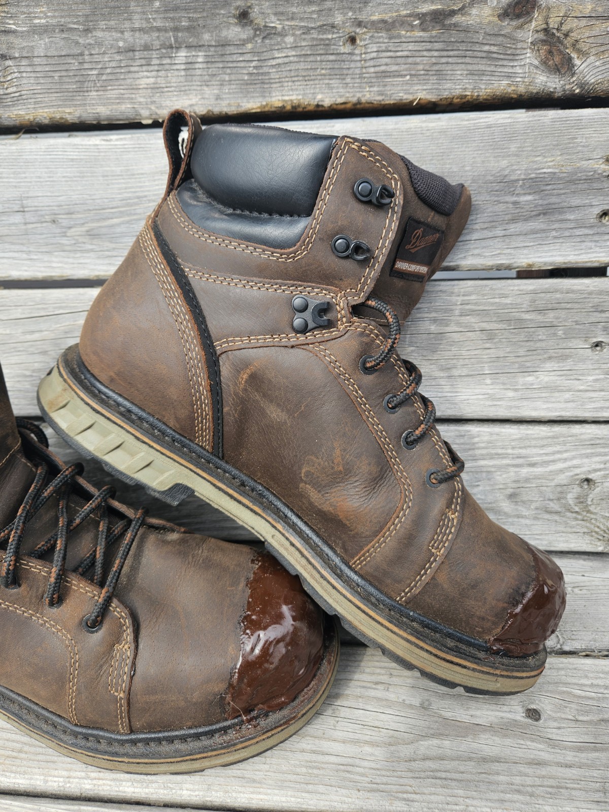 Danner steel yard 6″ ST boot 6 Mens 10.5 D Brown Tuff Toe Cover Lace Up 12531