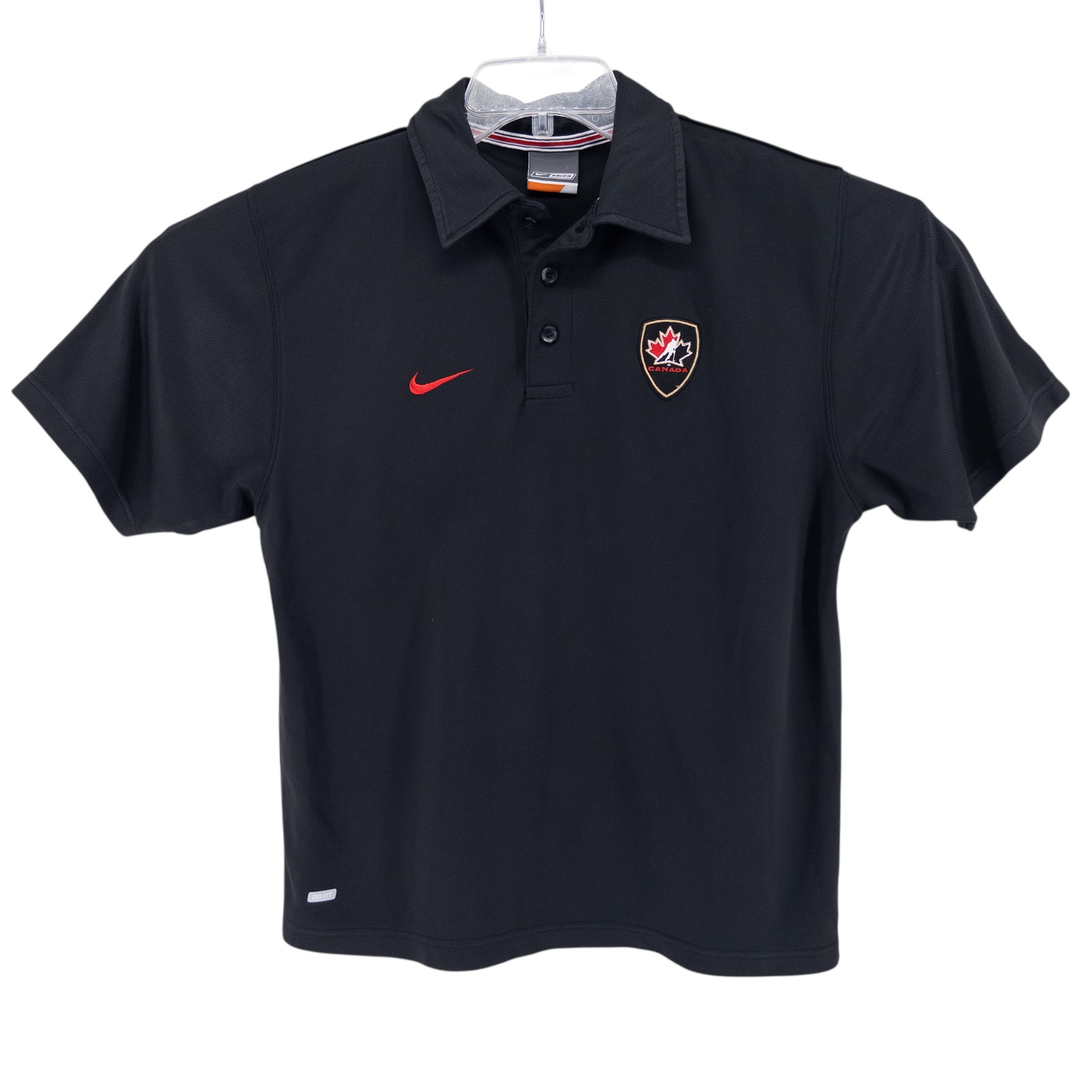 VTG Nike Bauer Men’s Medium Polo Shirt Black Canada Hockey Short Sleeve Olympics