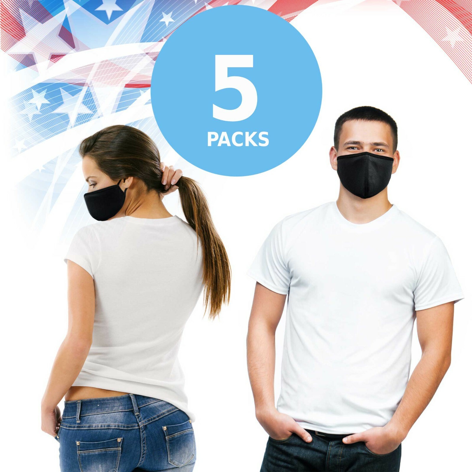 Black Unisex Face Mask Reusable Washable Cover Masks Fashion Cloth Men Women USA