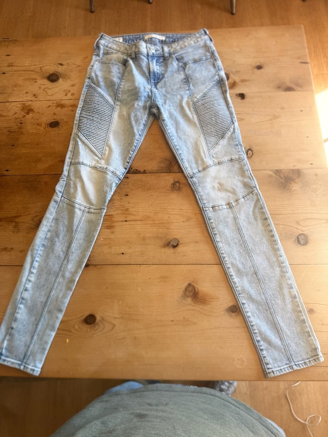 PacSun Stacked Skinny Jeans 29×32 Light Wash Moto Biker