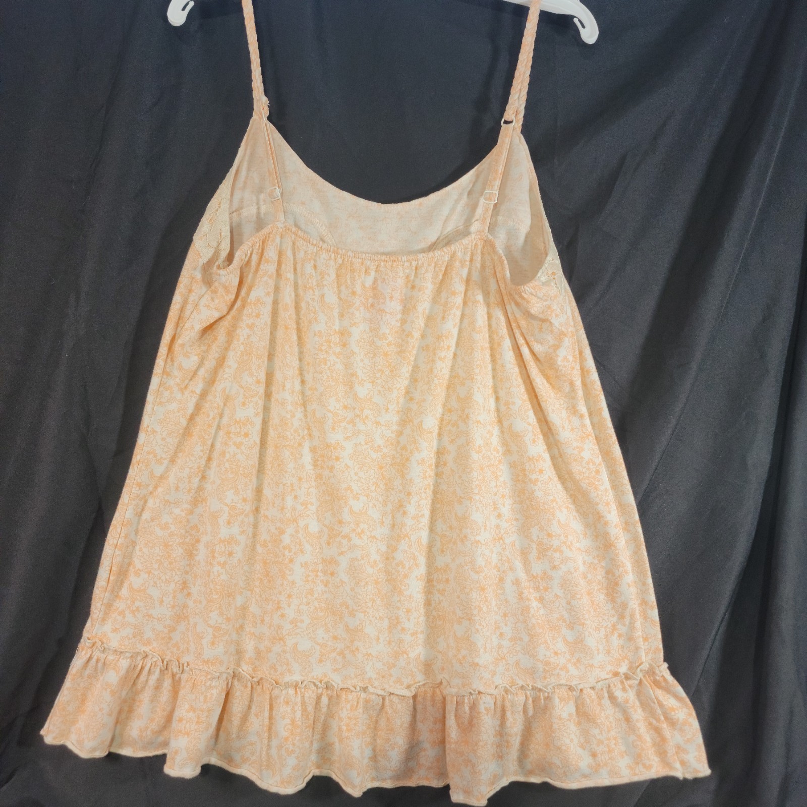 Mudd Y2K Vintage Babydoll Cami Tank Top Extra Large Peach Fairy Lace Ruffle