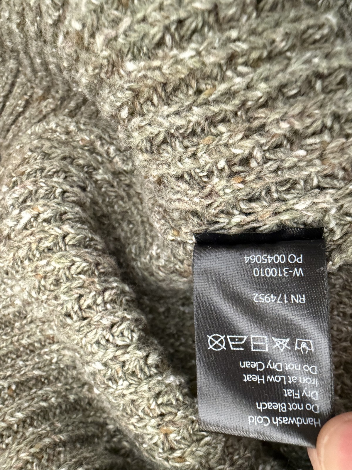 Wellen Sweater Mens Small Olive Green Headlands Waffle Knit Fisherman Crewneck