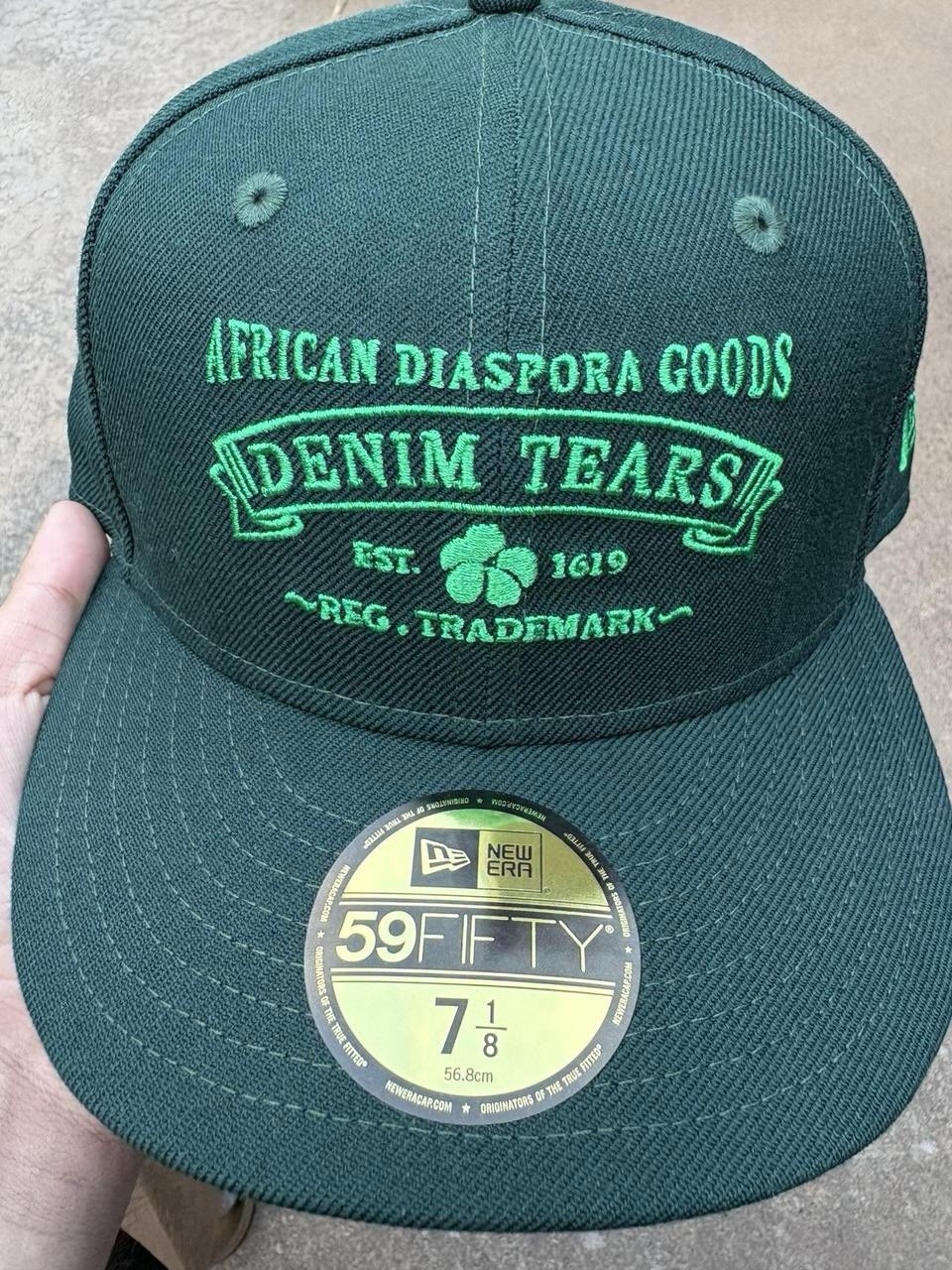 Denim Tears x New Era African Diaspora Goods 100% wool Green Fitted size 7 1/8