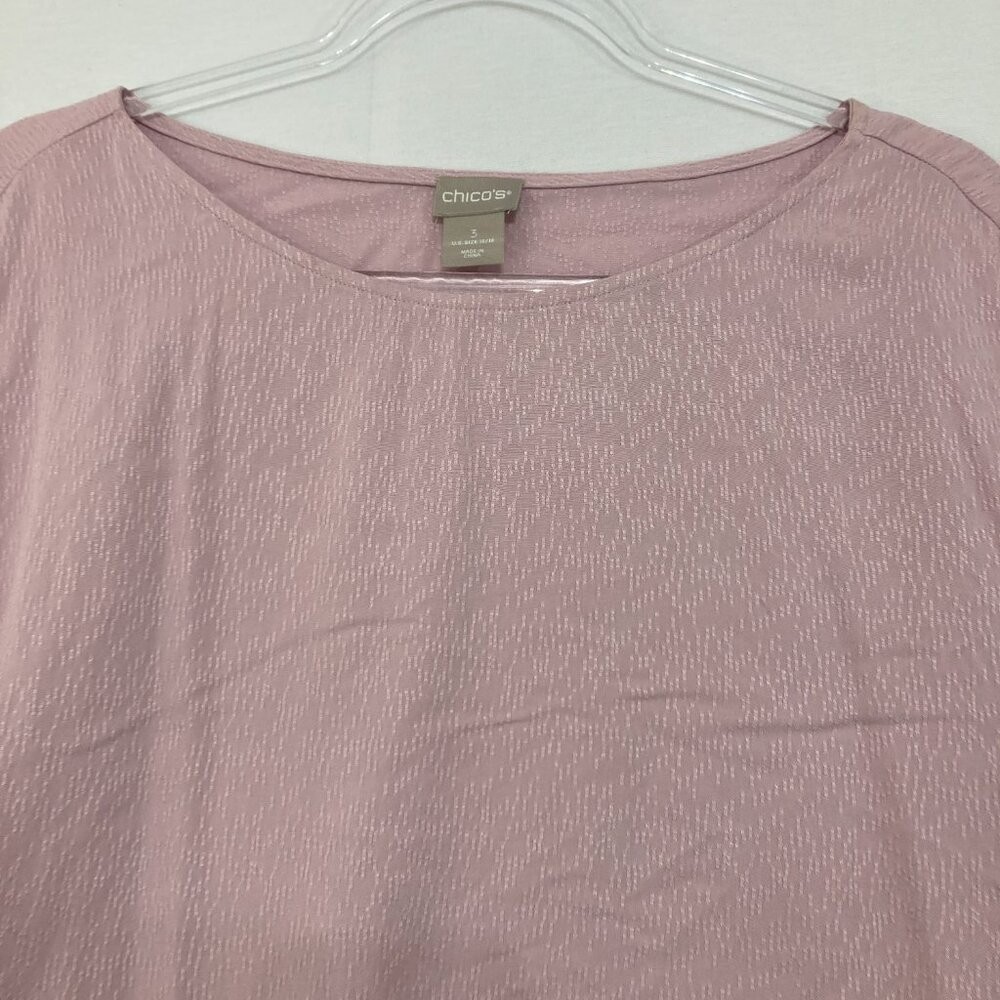 Chico’s size 16/18 Light Purple Ruffle Layered Sleeve Soft Rayon Feminine Blouse