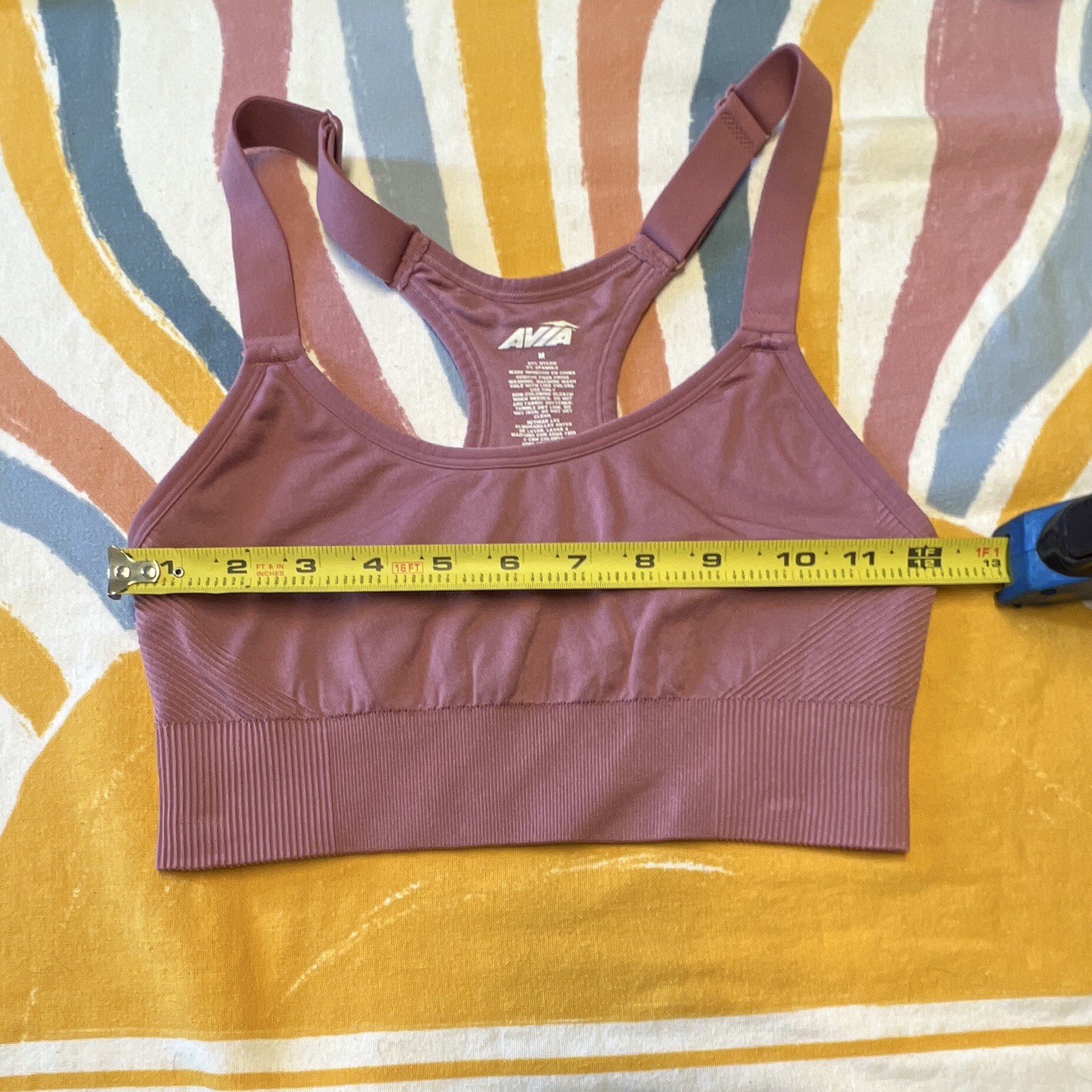 Avia Pink Solid Racerback Sports Bra Wireless Pullover Medium Support M 203.2