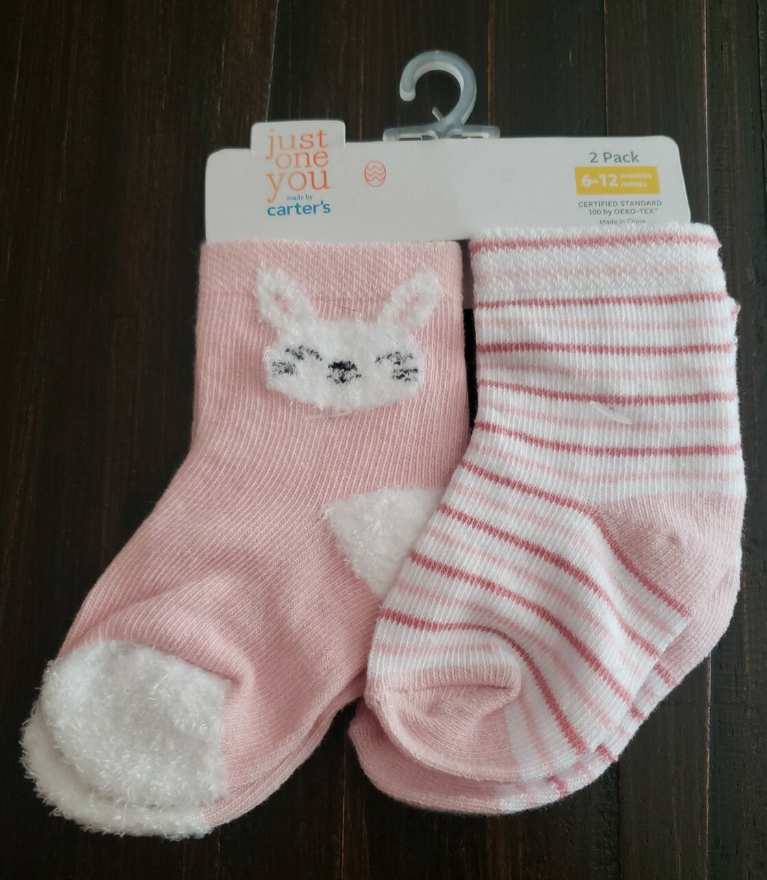 Carter’s Just One You Baby Girl 6-12M Easter Socks 2 Pair Fuzzy Bunny & Striped