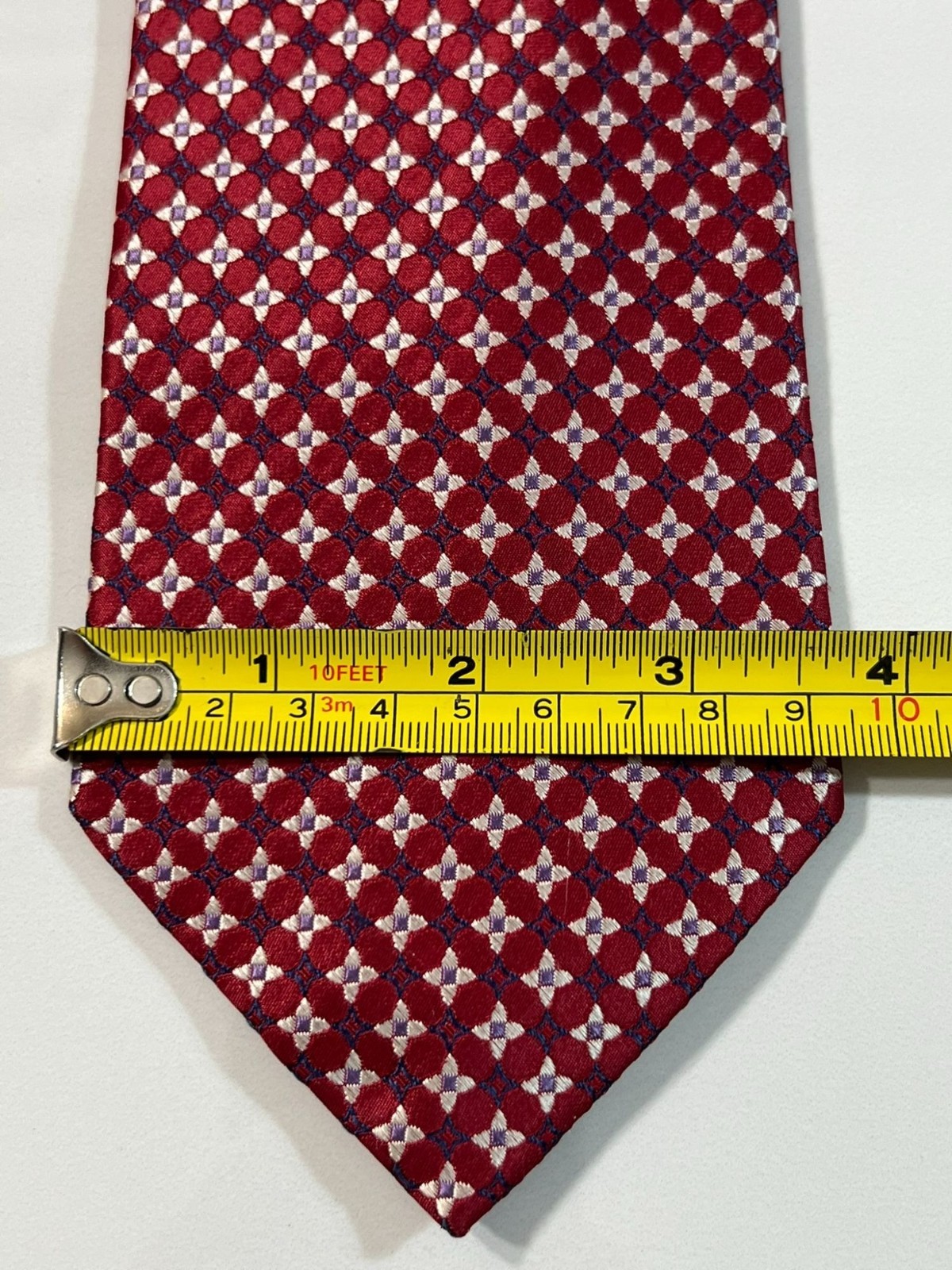 Jos. A. Bank Red Geometric Quatrefoil 100% Silk Business Made In China